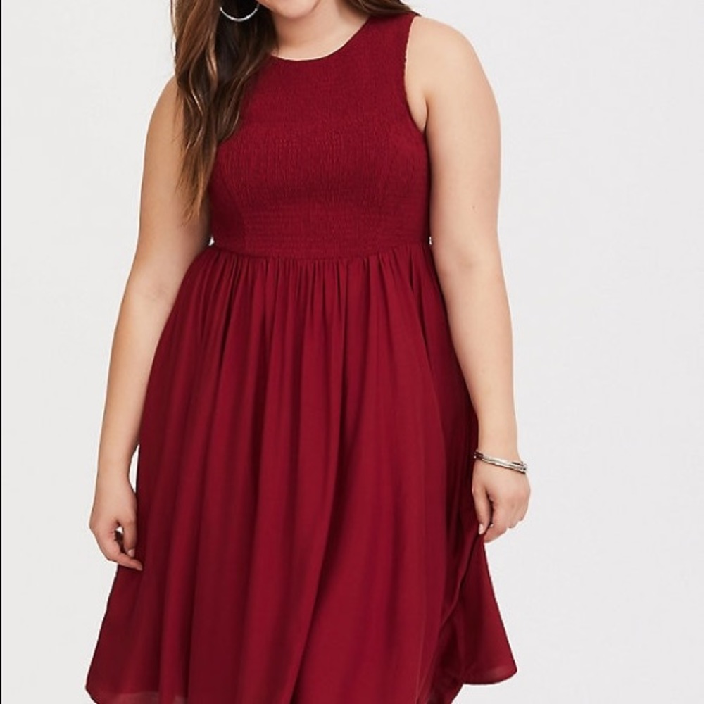 Torrid Red Challis Midi Button Back Dress Sz2 NWT